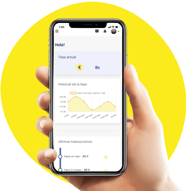App Cambia tus euros - Interfaz principal